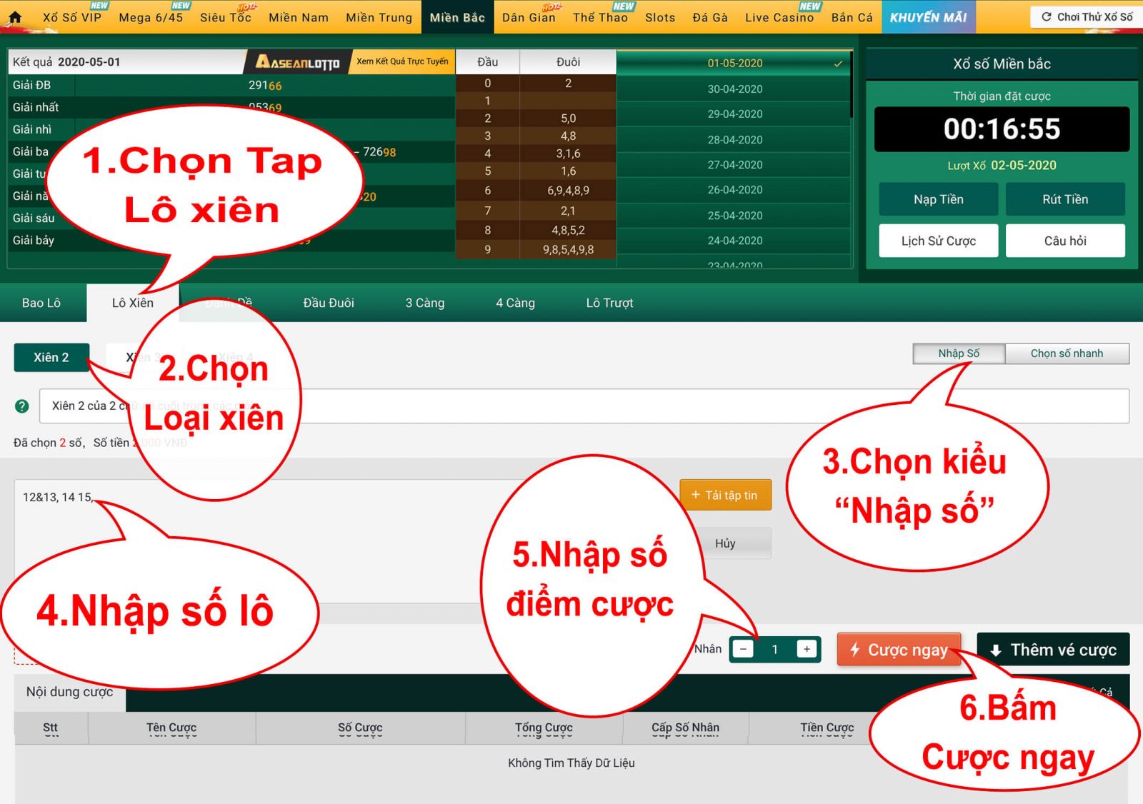 các bước chơi lô xiên trên loto188